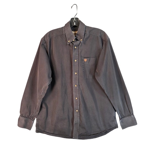 Ariat Other - Ariat Button Down Long Sleeve Shirt Mens Size Medium Faded Black Cotton Twill